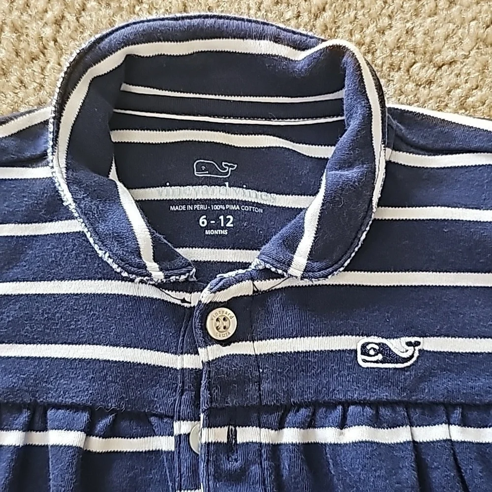 Vineyard Vines Navy Striped Whale Romper